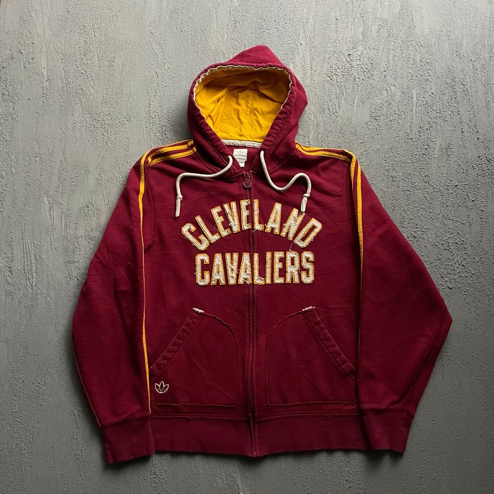 Vintage Adidas Hoodie Mens Medium red 2000s Cleveland Cavaliers NBA Zip Up